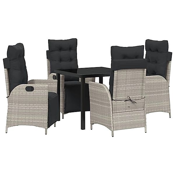 vidaXL Garten Essgruppe 5-Tlg Hellgrau Poly Rattan 3380569 günstig online kaufen
