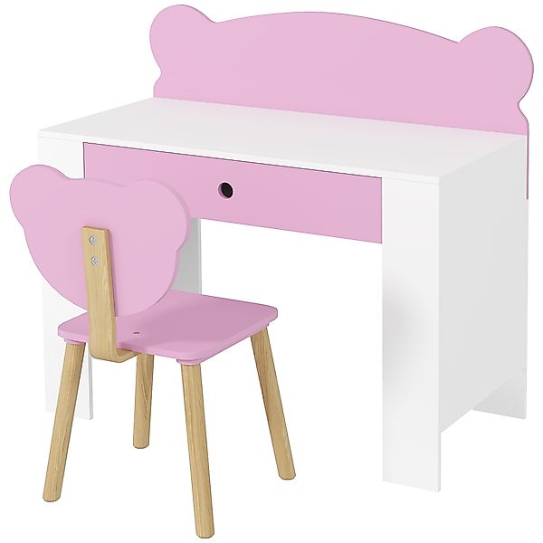 AIYAPLAY Kinder Schreibtisch-Set mit Stuhl, Tisch mit Schublade und Bärenrü günstig online kaufen