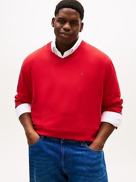 Tommy Hilfiger Big & Tall V-Ausschnitt-Pullover BT-ESSENTIAL COTTON (Rippbü günstig online kaufen
