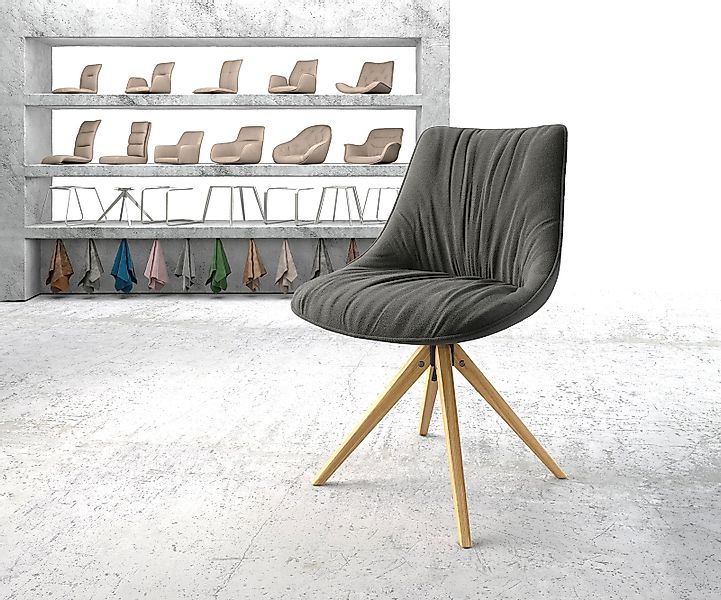 Drehstuhl Elda-Flex Strukturstoff Anthrazit Holzgestell kantig Natur 180° d günstig online kaufen