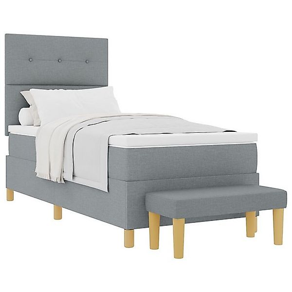 vidaXL Bett Boxspringbett mit Matratze & Bank Hellgrau 90x190 cm Stoff (2-t günstig online kaufen