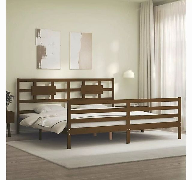 vidaXL Bett Massivholzbett mit Kopfteil Honigbraun 200x200 cm günstig online kaufen