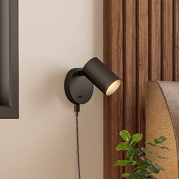 Wandstrahler CAN TILT, schwarz, Ø 10 cm, Metall Schalter USB günstig online kaufen