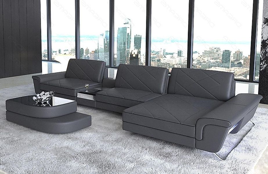 Sofa Dreams Ecksofa Leder Sofa Bari L Form Ledersofa, Couch, mit LED, verst günstig online kaufen