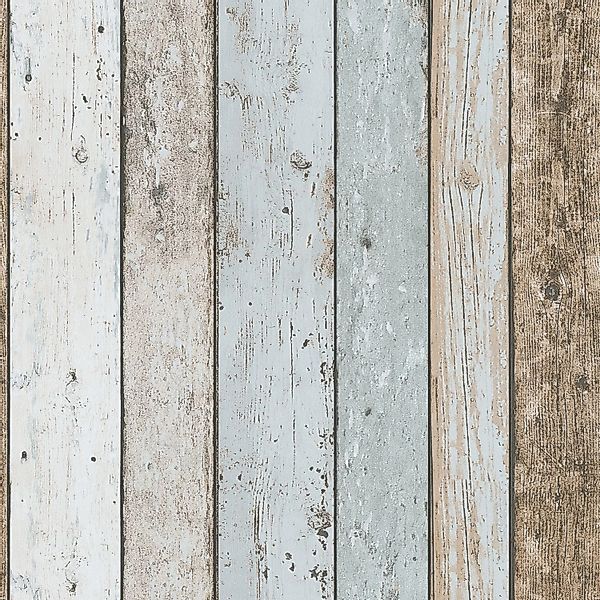 PROFHOME 899927-GU Landhaus Tapete Holzoptik Matt Blau Braun Beige 0,53 m x günstig online kaufen