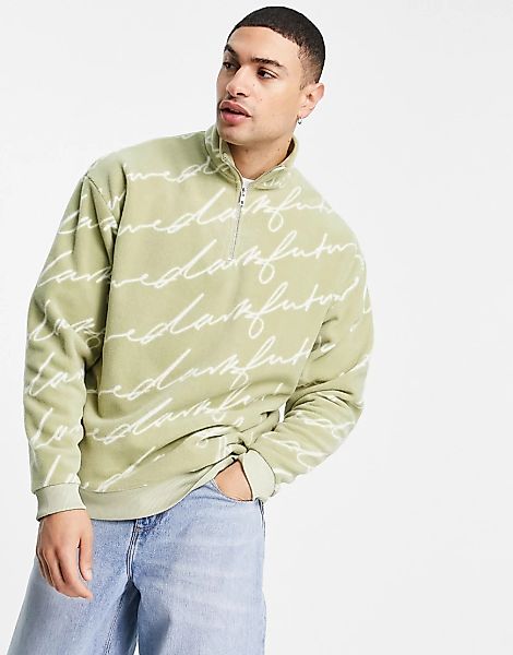 ASOS – Dark Future – Oversize-Sweatshirt aus Polarfleece in Beige mit durch günstig online kaufen