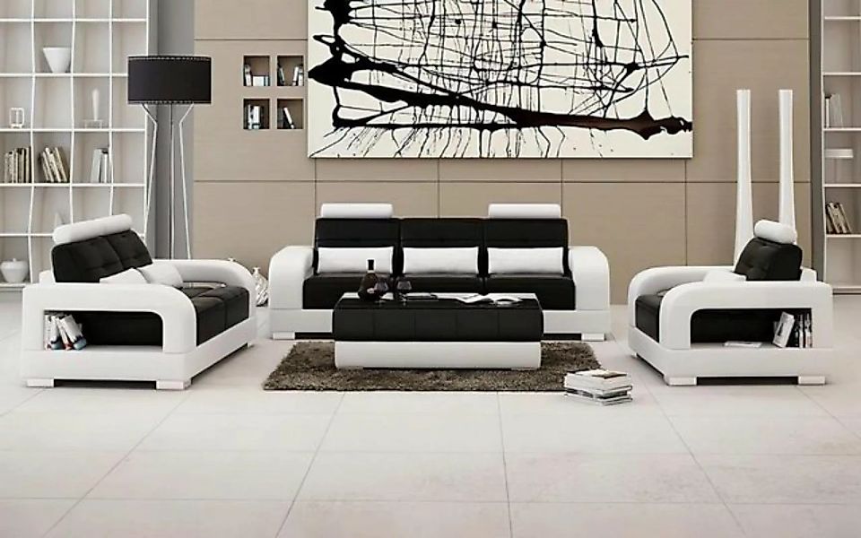 JVmoebel Sofa Sofas Polster 3+1+1 Sitzer Set Design Sofas Couchen Leder Mod günstig online kaufen