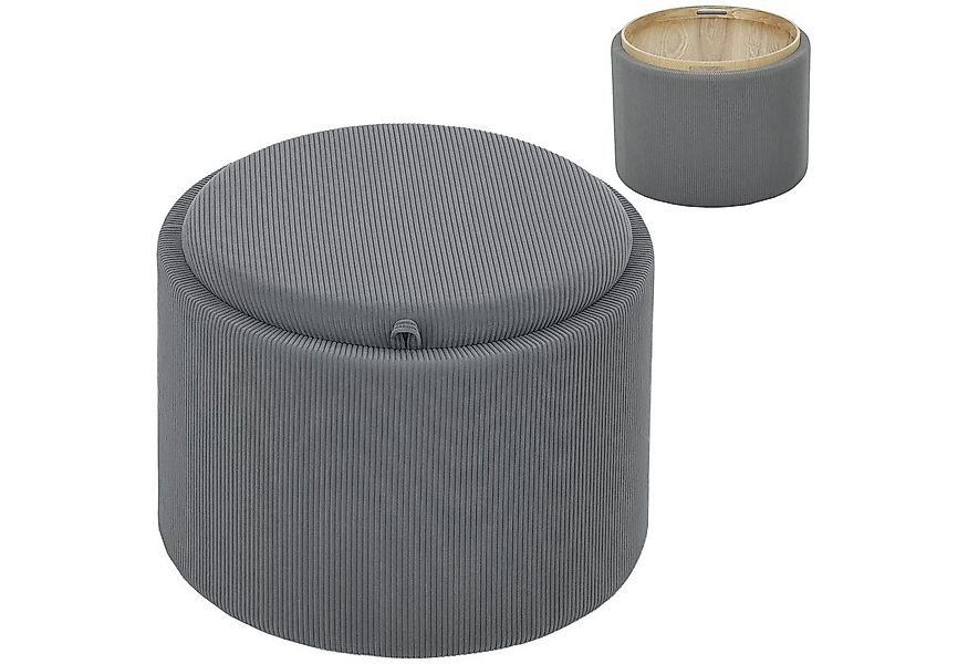 HOMCOM Sitzhocker Runder Hocker mit Stauraum (Polsterhocker in Cordoptik fü günstig online kaufen