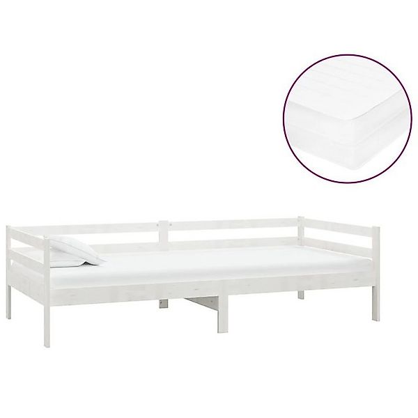 vidaXL Bett Tagesbett mit Matratze 90x200 cm Weiß Kiefer Massivholz günstig online kaufen