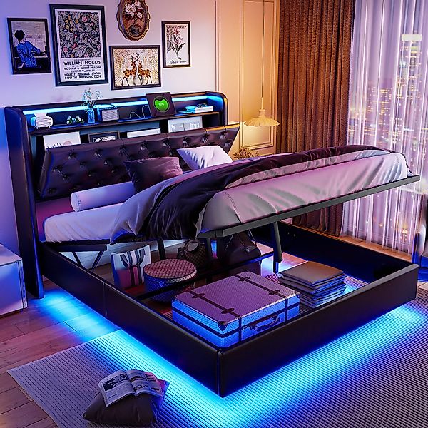 Furnishings Home Polsterbett Stauraumbett Doppelbett (USB günstig online kaufen