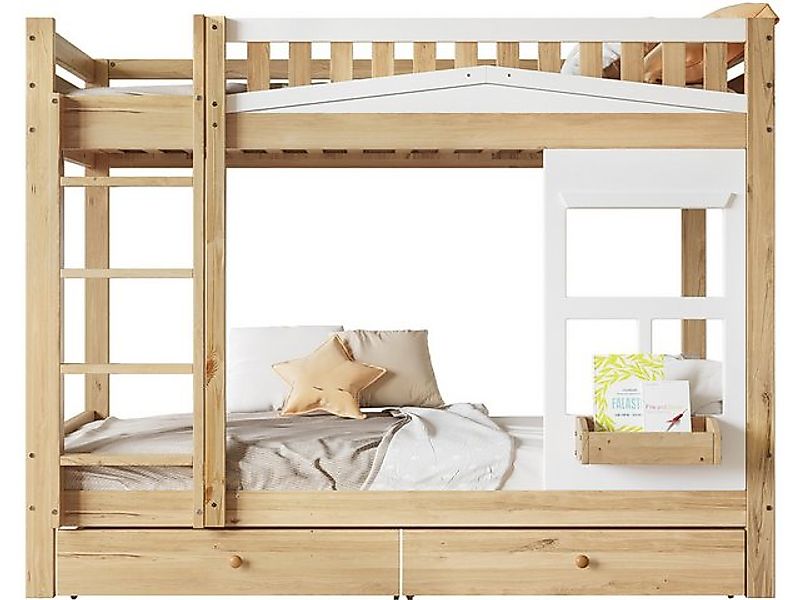 SeedWave Etagenbett Modernes Stockbett mit 2 RollenSchubladen, Fallschutzgi günstig online kaufen
