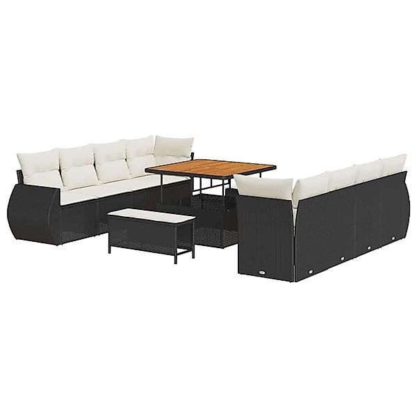 vidaXL Garten-Sofa-Set 11-Tlg Schwarz Poly Rattan 3361855 günstig online kaufen