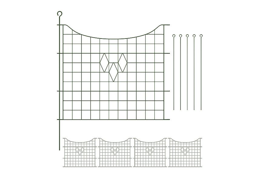 relaxdays Teichzaun mit 5 Zaunelemente, grün günstig online kaufen