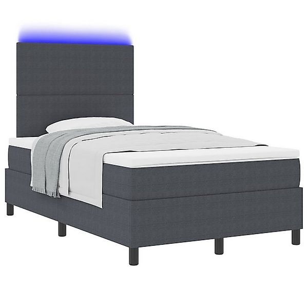 vidaXL Bett Boxspringbett mit Matratze & LED Dunkelgrau Kleines Doppel Cord günstig online kaufen