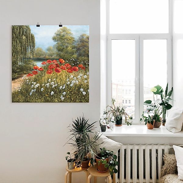 Artland Wandbild "Mohnwiese am See", Blumenwiese, (1 St.), als Alubild, Out günstig online kaufen