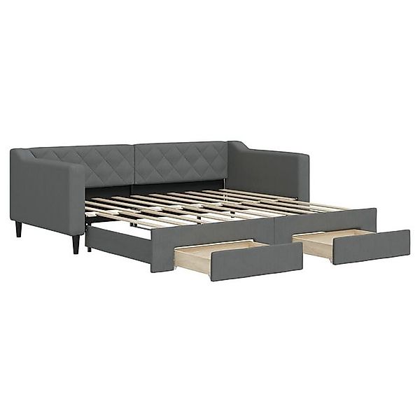 vidaXL Ausziehbett, Tagesbett Ausziehbar mit Schubladen Dunkelgrau 90x190 c günstig online kaufen