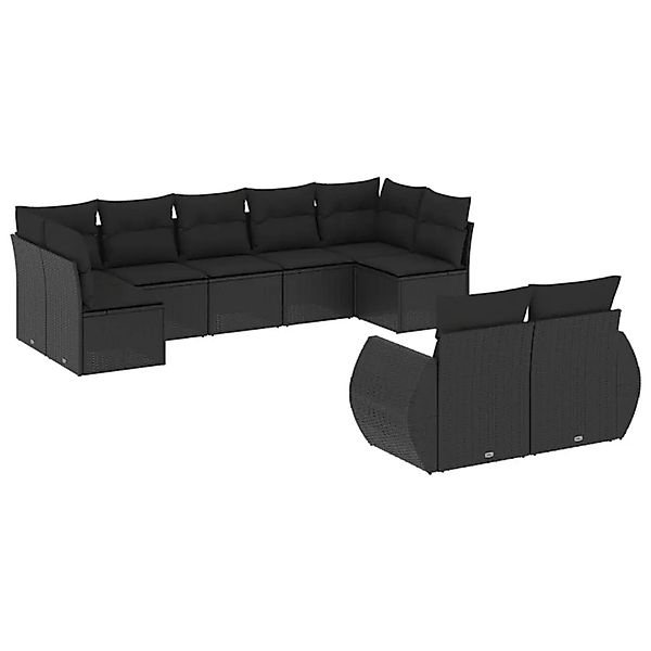 vidaXL 9-Tlg Garten-Sofagarnitur mit Kissen Schwarz Poly Rattan 3221814 günstig online kaufen