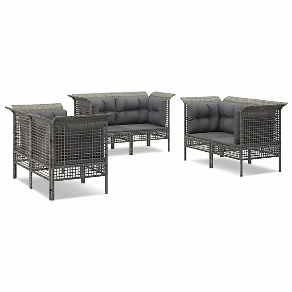 Vidaxl 6-tlg. Garten-lounge-set Mit Kissen Grau Poly Rattan günstig online kaufen