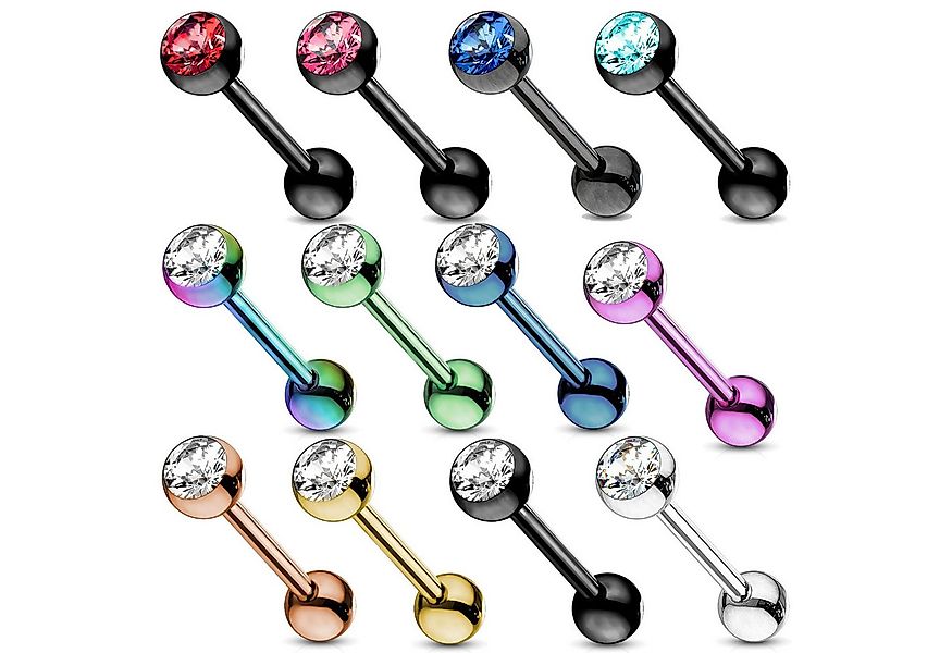 viva-adorno Piercing-Set Zungenpiercing Barbell Piercing Stab mit Kristall günstig online kaufen