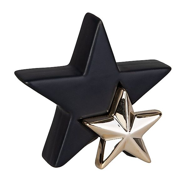 MICA Weihnachtsfigur 2 Deko-Sterne - schwarz/gold günstig online kaufen