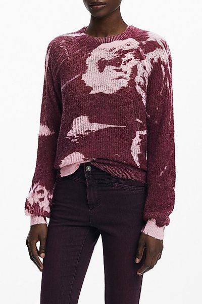Desigual Strickpullover Rosa Damenpullover mit Rundhalsausschnitt und Kontr günstig online kaufen