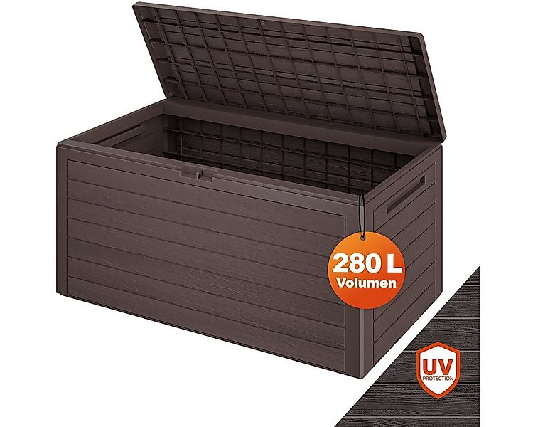 Casaria Auflagenbox Woody, 280L UV-beständig Griffmulden Verschließbar Balk günstig online kaufen