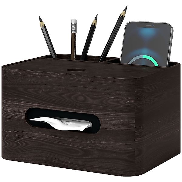 HOMCOM Holztaschentuchbox, Spender mit 2 Aufbewahrungsfächern, für Esstisch günstig online kaufen