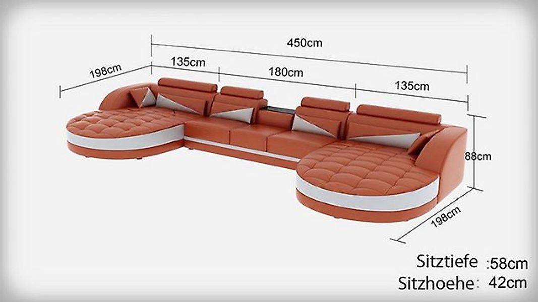 JVmoebel Ecksofa Leder Sofa Couch Polster Wohnlandschaft + Tisch Couchen Si günstig online kaufen