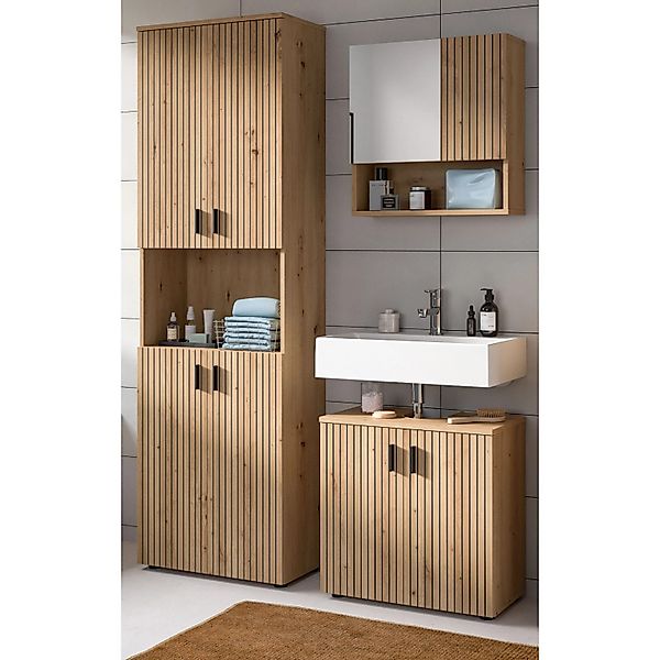 Inn.Furn Badmöbel Set in Eiche 3-teilig 135 cm Livia günstig online kaufen