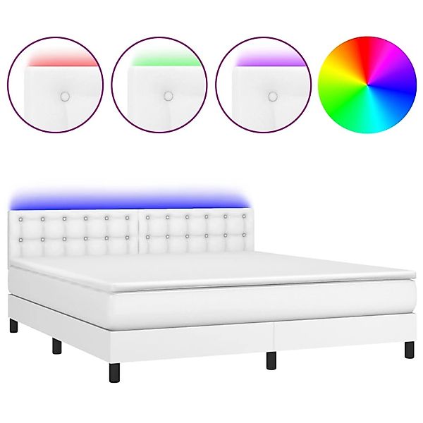 vidaXL Boxspringbett mit Matratze & LED Weiß 180x200 cm Kunstleder 3134238 günstig online kaufen