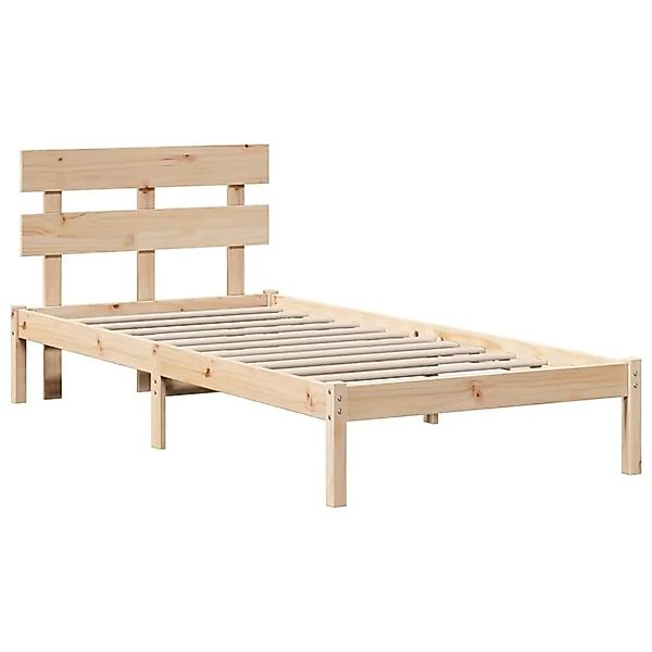 vidaXL Bettgestell mit Kopfteil Braun 80 x 200 cm Massivholz Kiefer 872134 günstig online kaufen