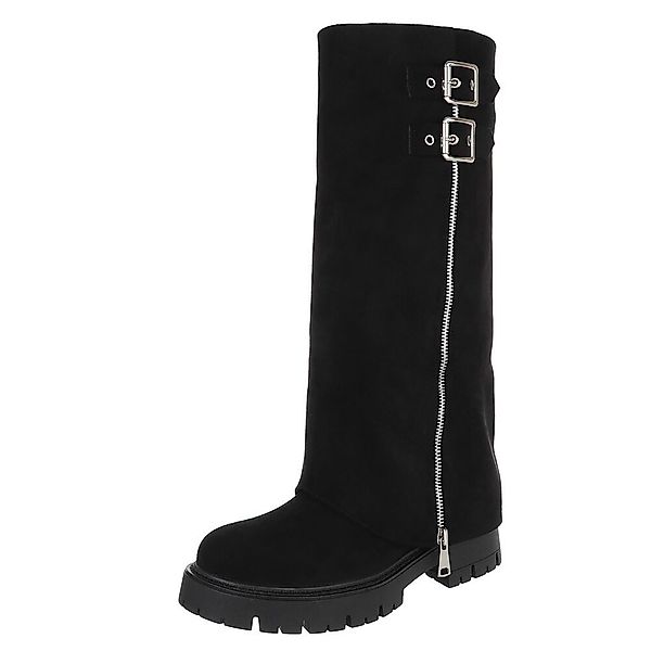 Ital-Design Stylische schwarze Stiefel mit Schnallen günstig online kaufen