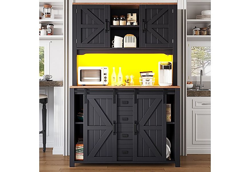 MODFU Hochschrank Küchenschränke mit LED-Beleuchtung (praktischer Stauraum günstig online kaufen