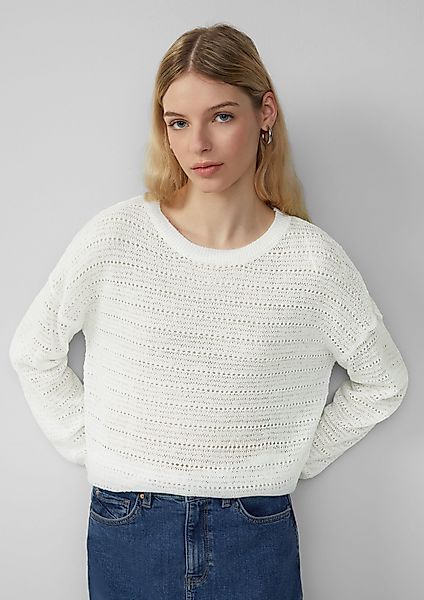 QS Strickpullover leichter Pullover mit Ajourmuster günstig online kaufen