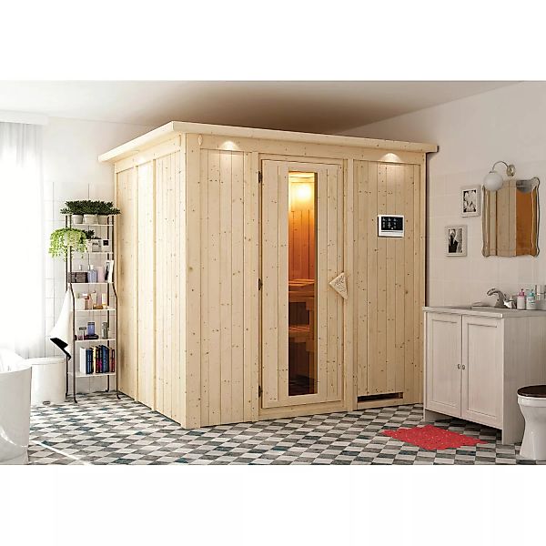 Sauna Eupa inkl. Kranz-Set inkl. Ofen 3,6 kW ext. Strg. Mondern günstig online kaufen