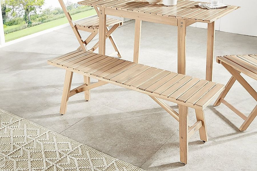 riess-ambiente Gartenbank BALI 110cm natur hell – wetterfest, Massivholz, O günstig online kaufen