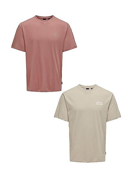 ONLY & SONS T-Shirt 2er-Set locker geschnitten Rundhals (2-tlg) ONSMACE LIF günstig online kaufen