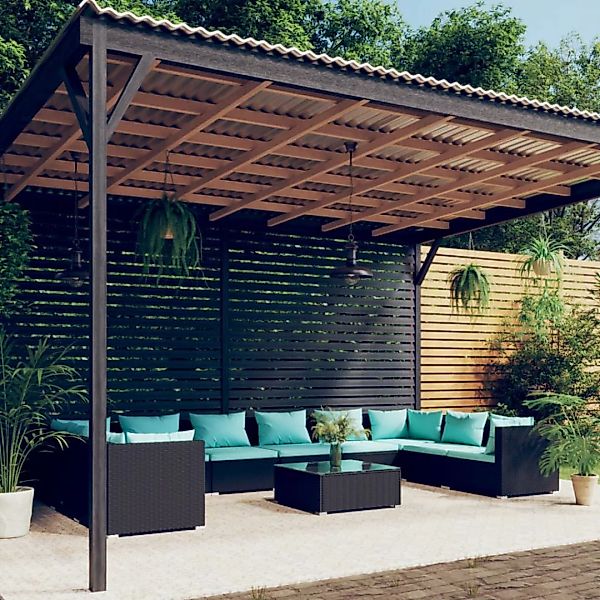 Vidaxl 11-tlg. Garten-lounge-set Mit Kissen Poly Rattan Schwarz günstig online kaufen