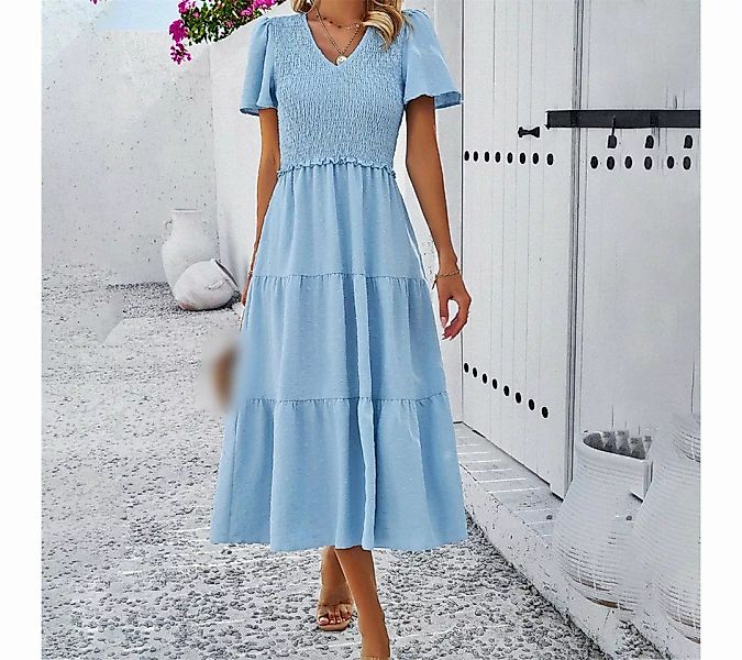 AFAZ New Trading UG Sommerkleid Kleid, lässiges einfarbiges Kleid mit V-Aus günstig online kaufen