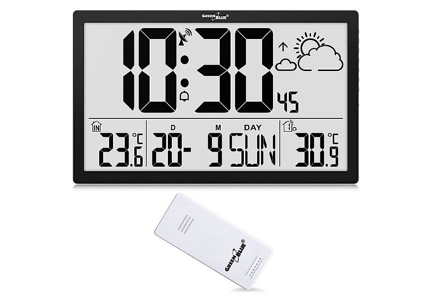 GreenBlue Wanduhr GB218 (Wetterstation, Digitale Wanduhr mit Außensensor) günstig online kaufen