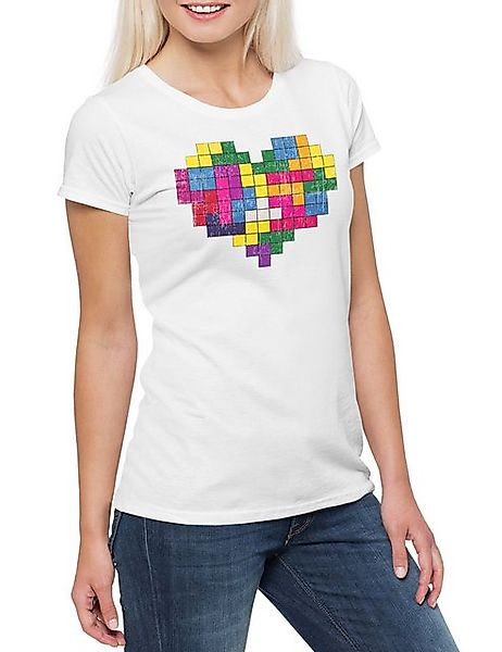 Urban Backwoods Print-Shirt Cube Heart Damen T-Shirt Gamer Magic Gaming Pix günstig online kaufen