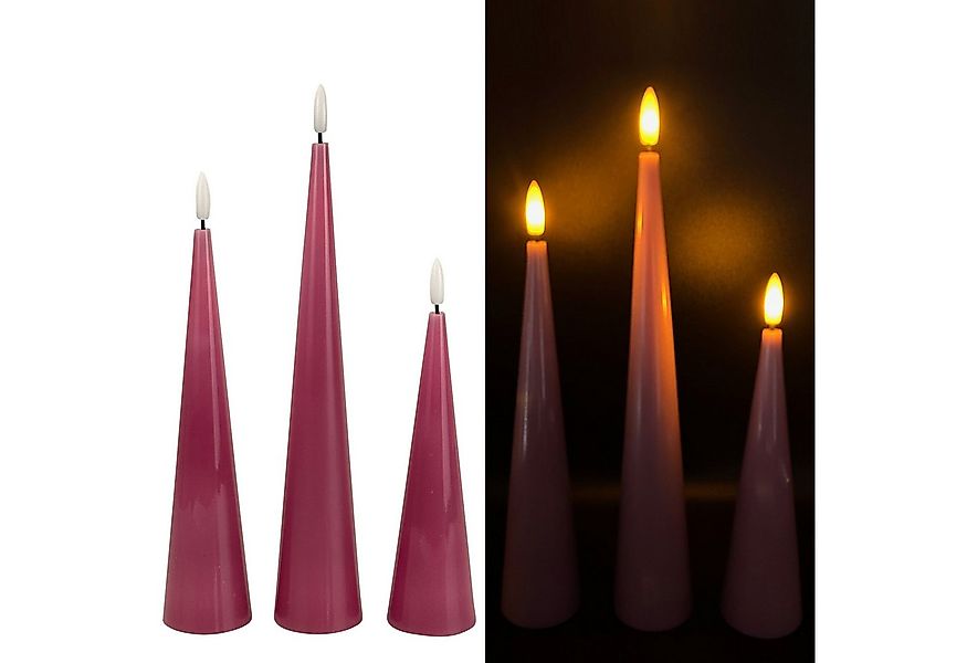 Online-Fuchs LED-Kerze 3 LED-Kerzen, Stabkerzen XL in Kegelform inklusive 6 günstig online kaufen