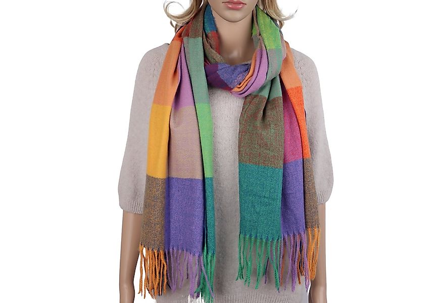 MIRROSI Modeschal weicher und warmer karierter Schal mit Fransen, 70x180cm, günstig online kaufen