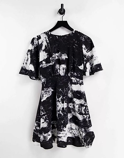 AX Paris – Minikleid in Schwarz mit Pinselstrichprint günstig online kaufen