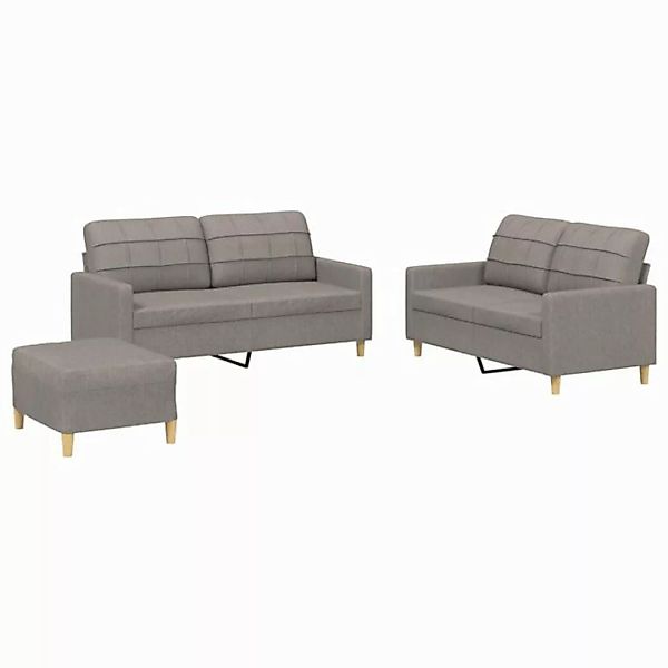 vidaXL Sofa 3-tlg. Sofagarnitur mit Kissen Taupe Stoff günstig online kaufen