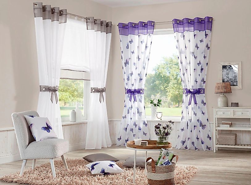 my home Gardine "Villars" Ösen 2 Stk. tlg. Vorhang, Fertiggardine, inkl. 2 günstig online kaufen