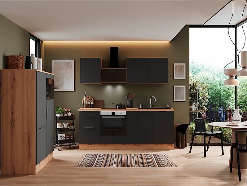 Respekta Selection Küchenzeile Elisabeth RS340AGH 340 cm Grau-Artisan Eiche günstig online kaufen
