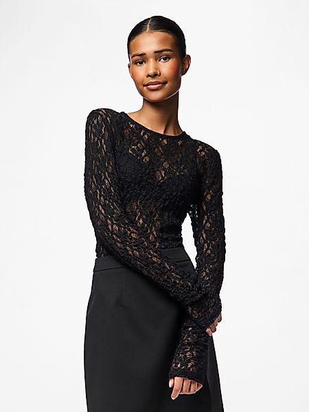 pieces Spitzenshirt PCHAZEL LS LACE TOP günstig online kaufen