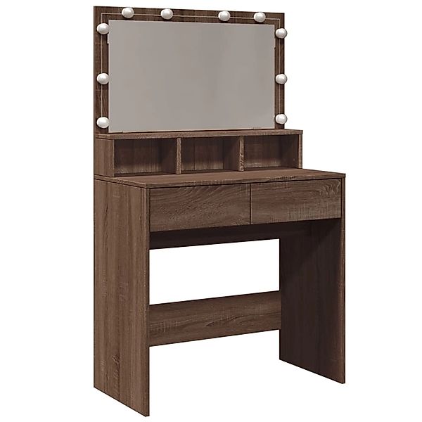 vidaXL Schminktisch Schminktisch mit LED Braun Eichen-Optik 80x41x134,5 cm günstig online kaufen