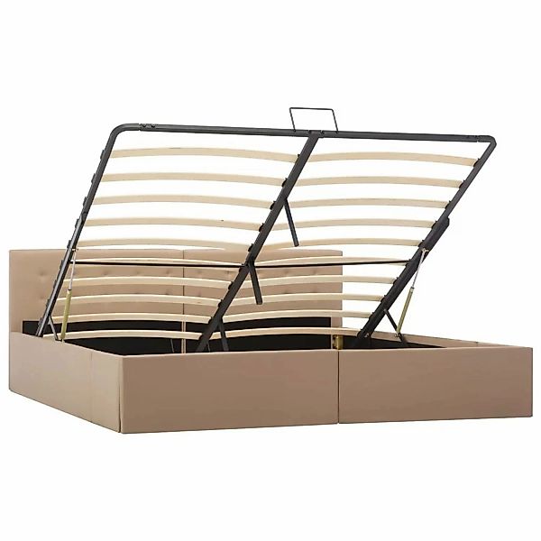 vidaXL Bett, Stauraumbett Hydraulisch Cappuccino-Braun Kunstleder 180×200 c günstig online kaufen